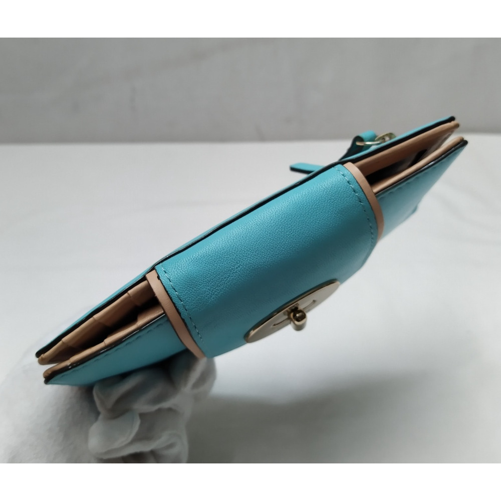 Kate Spade Robin Blue Leather Turn Lock Credit Card ID Window Bifold Wallet - Picture 8 of 16